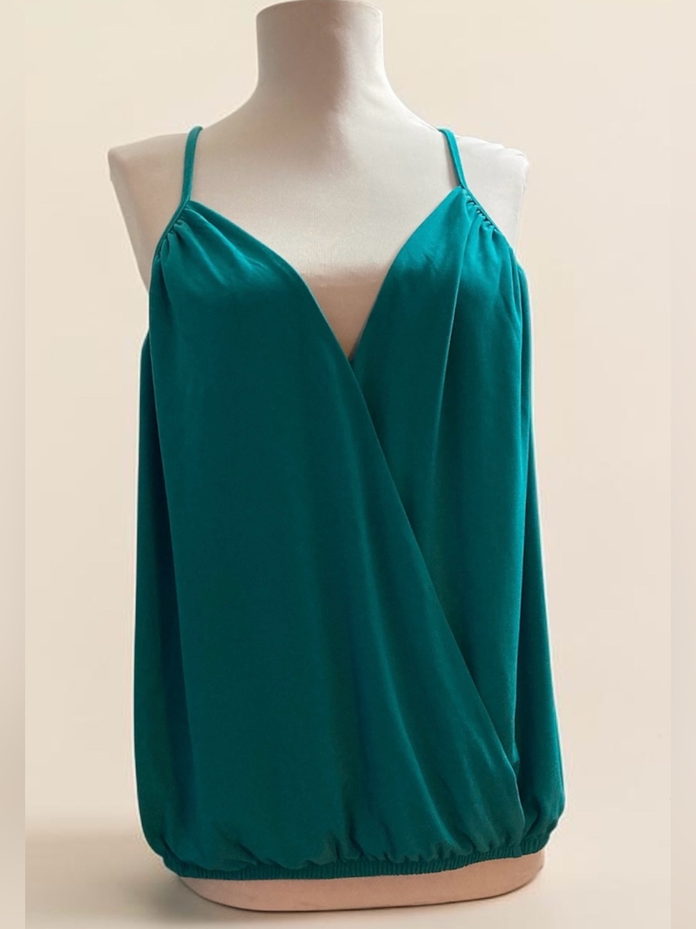 NWT EXPRESS Large Teal Green Wrap Top Summer Elegance Lined